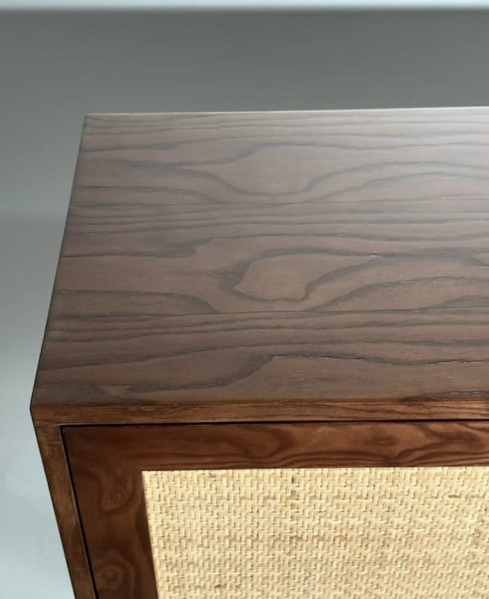 Elegant Storage Cabinet with Rattan Doors