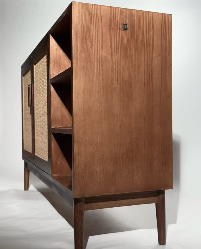 Elegant Storage Cabinet with Rattan Doors